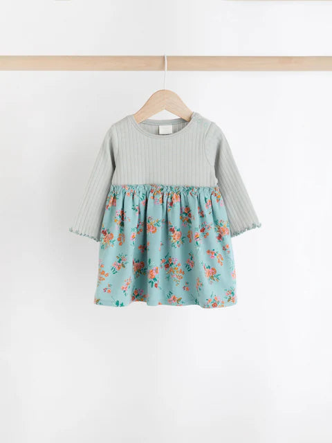 Pink/Blue Floral Baby Jersey Dresses 2 Pack