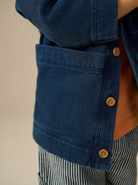 Navy/Ochre Shacket T-Shirt and Jeans