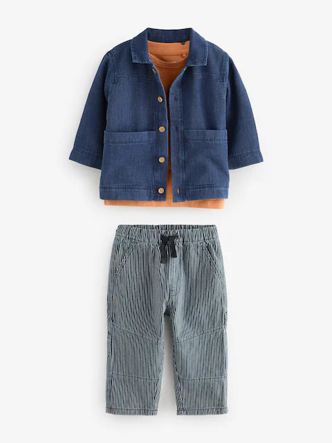 Navy/Ochre Shacket T-Shirt and Jeans