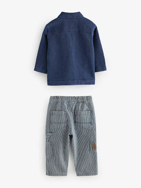 Navy/Ochre Shacket T-Shirt and Jeans