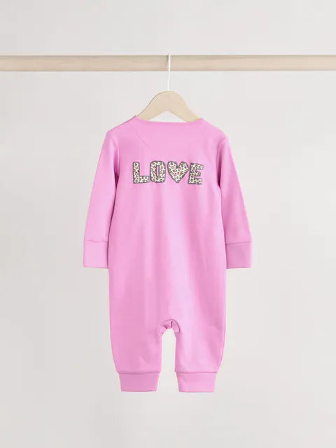 Pink Zip Baby Footless Sleepsuit 3 Pack