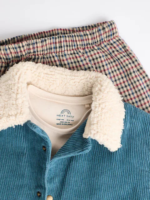 Teal Blue Baby Shirt And Trousers Set 3 Piece