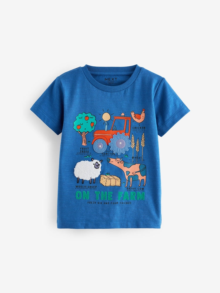 Blue/Orange Short Sleeve Applique T-Shirts 3 Pack