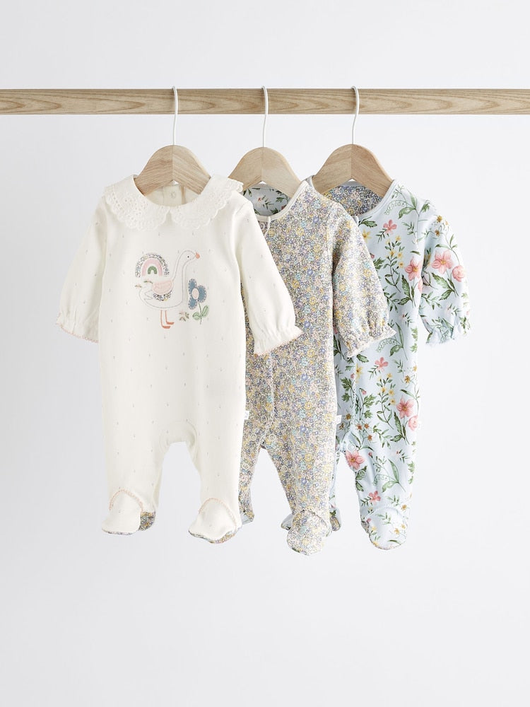 White/Blue Sleepsuits 3 pack