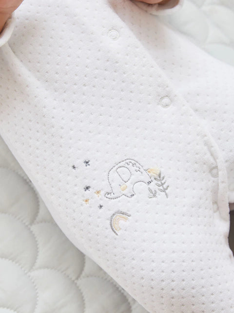 White Velour Baby Sleepsuit