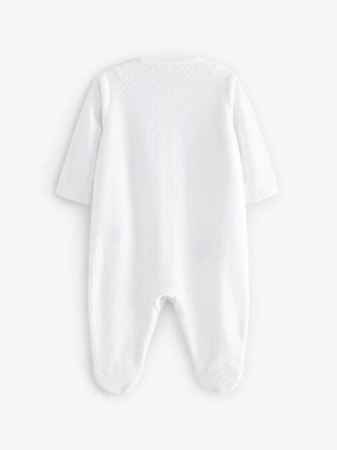 White Velour Baby Sleepsuit