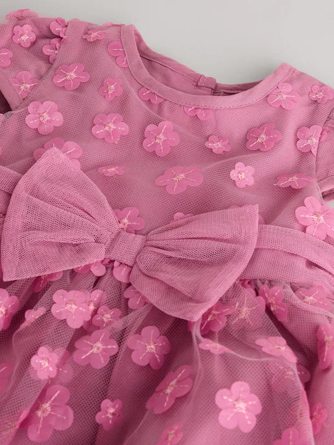 Berry Pink 3D Flowers Baby Occasion Dress
