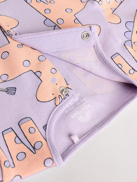 Lilac Purple Baby Footless Sleepsuits 3 Pack