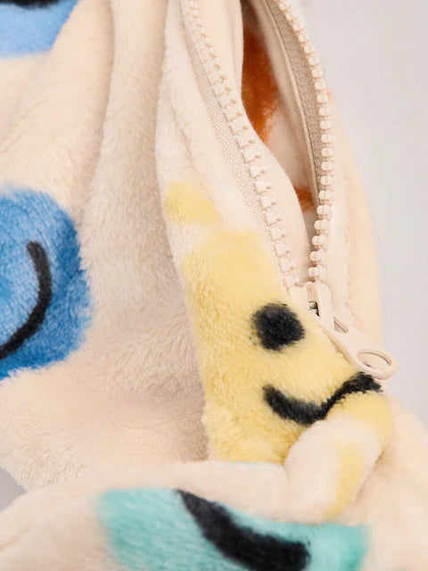 Beige Baby Zip Fleece Sleepsuit