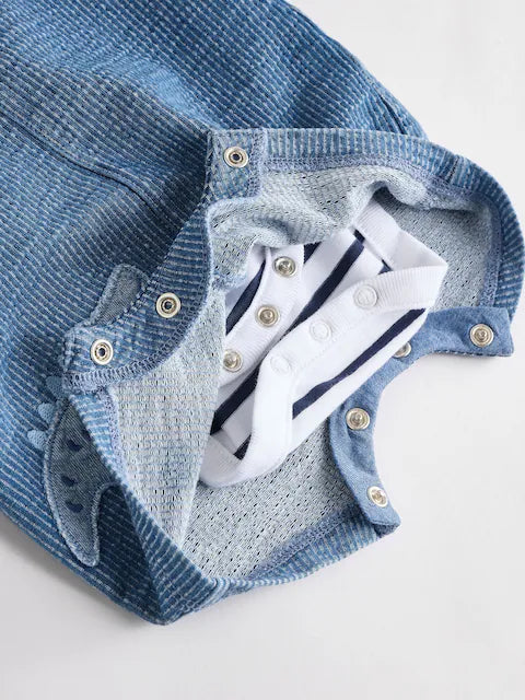Blue Croc Baby Denim Dungaree and Bodysuit Set