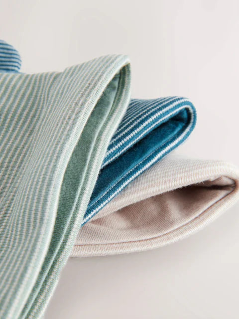 Blue Baby Stripe 100% Cotton Beanies 3 Pack