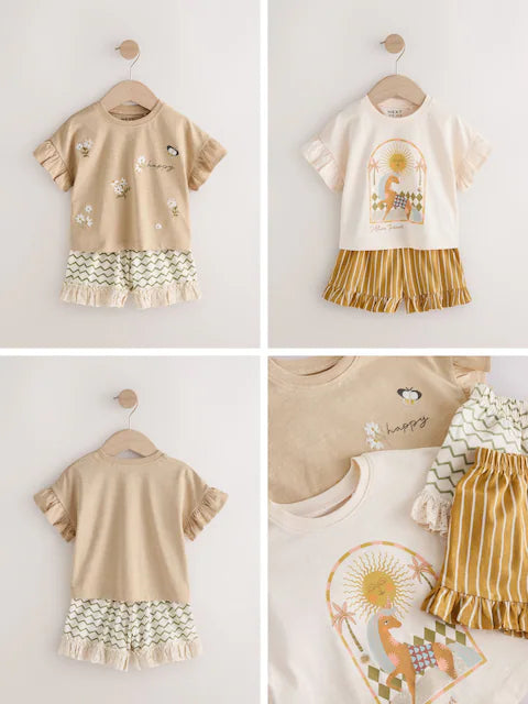 Yellow Short Sleeve T-Shirt & Shorts 2 Pack Set