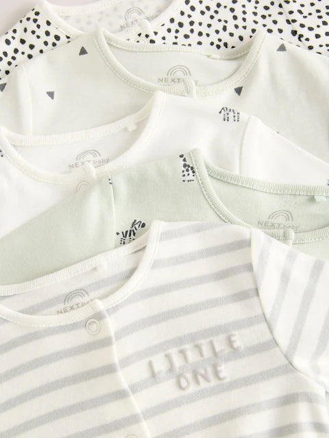 Green Baby 100% Cotton Sleepsuit 5 Pack