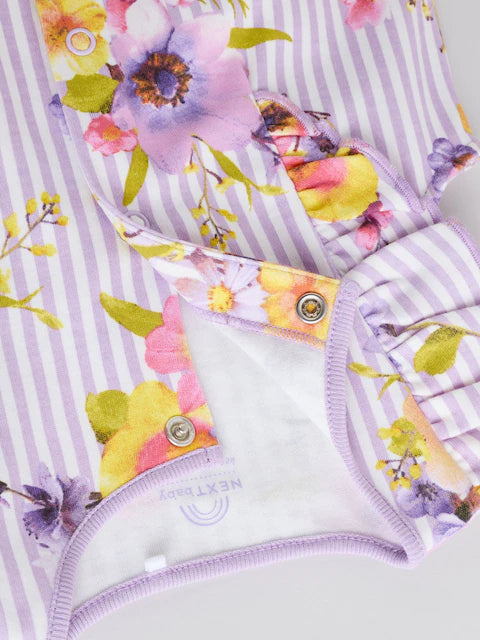 Multi Bright Floral Print Baby 100% Cotton Rompers 3 Pack