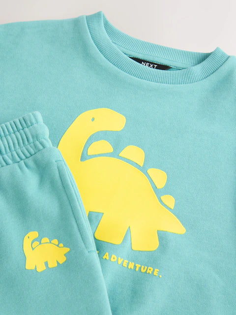 Green/Yellow Dino Jersey Sweatshirt and Joggers Set