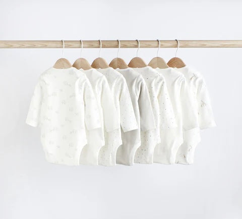 White Full sleeves bodysuits pack of 7