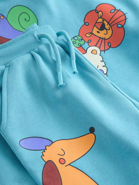 Blue Printed Hoodie And Joggers Set