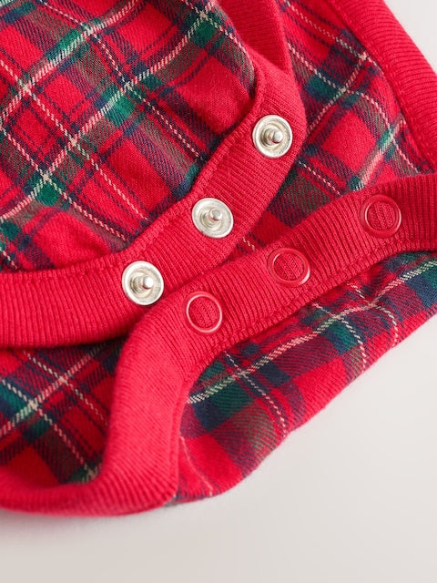 Red Check Baby Shirts Trousers and Braces 3 Piece Set