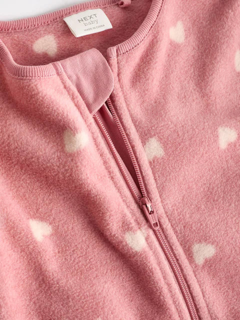 Pink Baby Microfleece Zip Sleepsuits 2 Pack