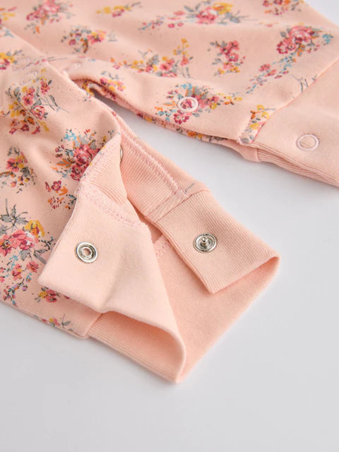 Orange Floral Baby Footless Sleepsuits 4 Pack
