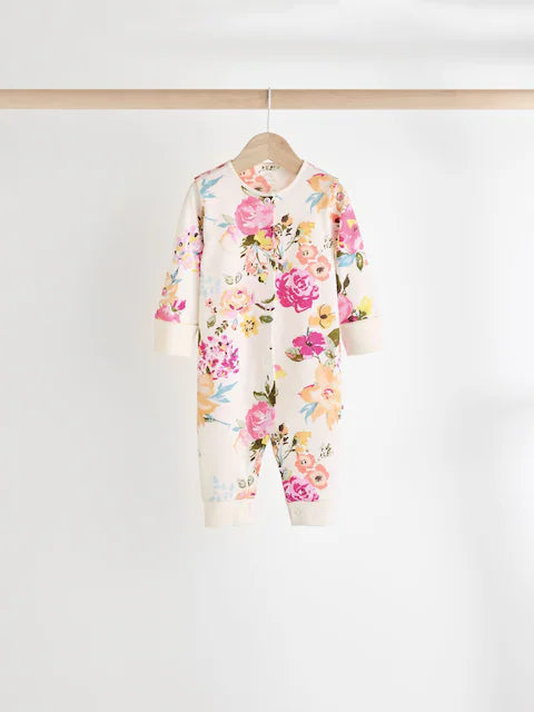 Orange Floral Baby Footless Sleepsuits 4 Pack