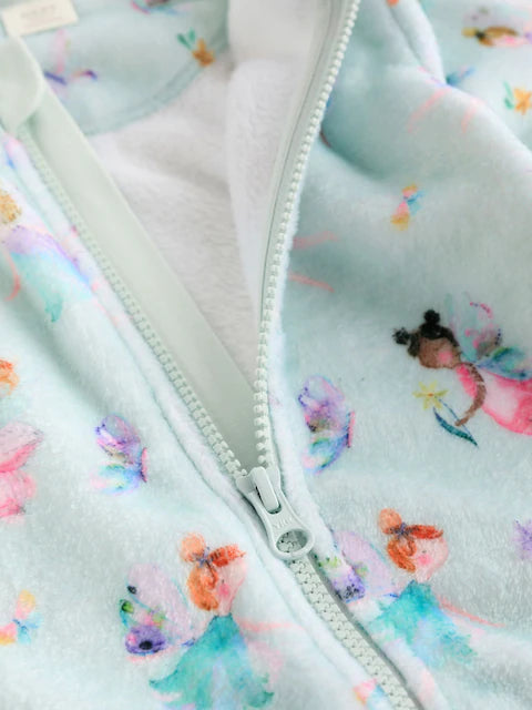 Mint Green Fairy Baby Zip Fleece Sleepsuit