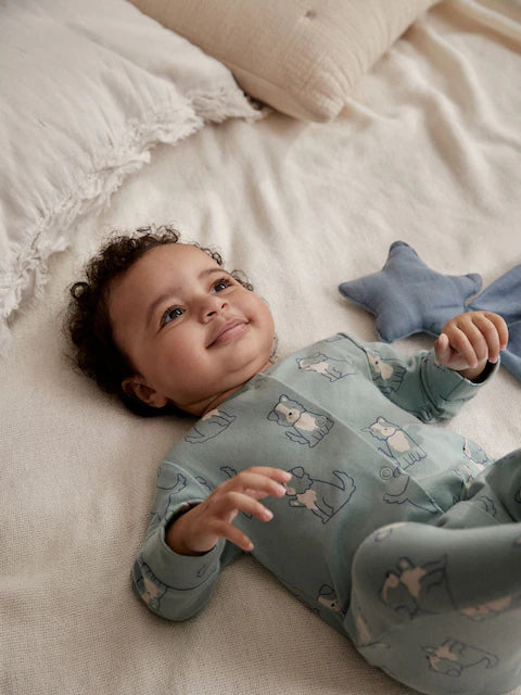 Mineral Blue Farm Printed Sleepsuits 3 Pack