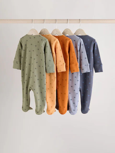 Green/Blue Zip Sleepsuits 5 Pack