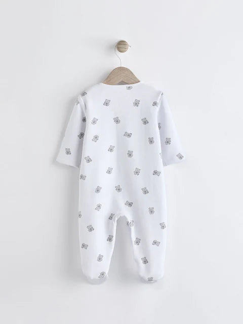 White Ground Fleeced Lined 2 way Zip Sleepsuit