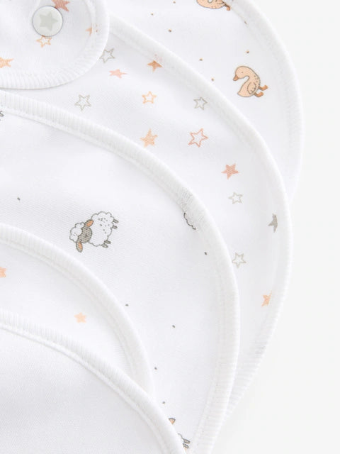 White Animals Bibs 5 Pack