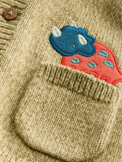 Green Dinosaur Baby 100% Cotton Knitted Cardigan