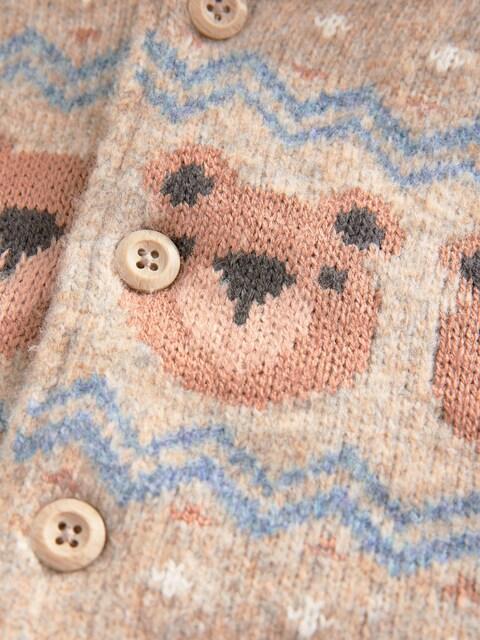 Neutral Bears Hooded Cosy Borg Lined Cardigan