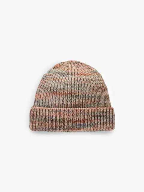 Brown/Multi Knitted Baby Beanie Hat