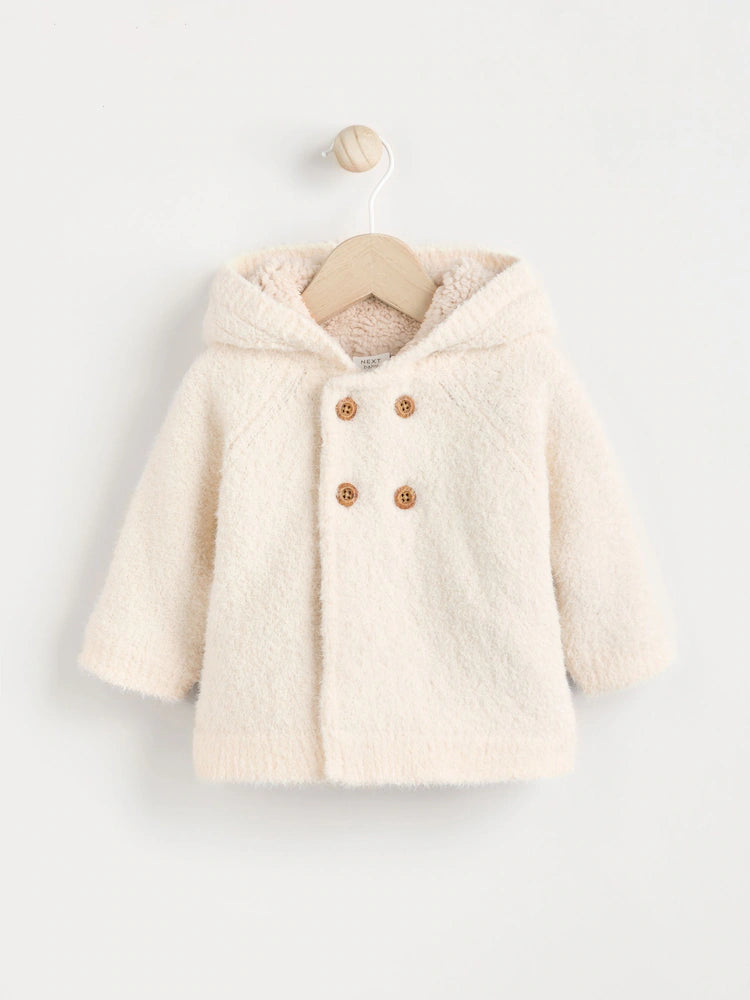 Cream Chenille Cosy Baby Hooded Cardigan