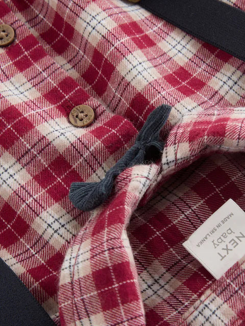 Red Check Baby Shirt Trousers and Braces Set 4 Piece