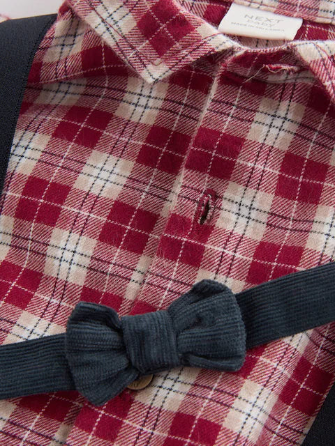 Red Check Baby Shirt Trousers and Braces Set 4 Piece