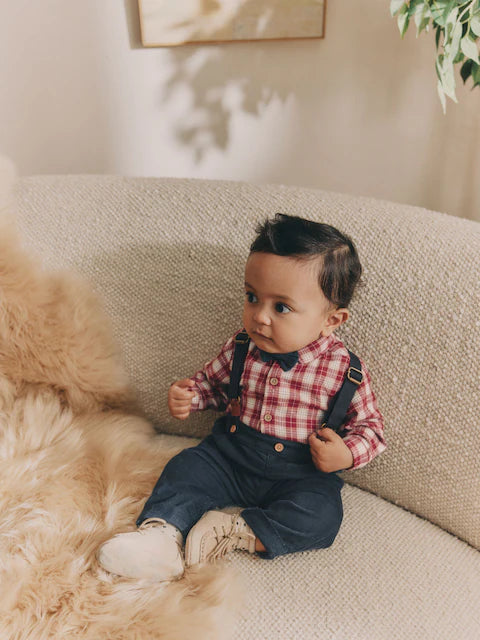 Red Check Baby Shirt Trousers and Braces Set 4 Piece