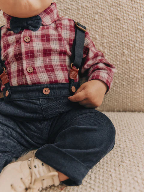 Red Check Baby Shirt Trousers and Braces Set 4 Piece