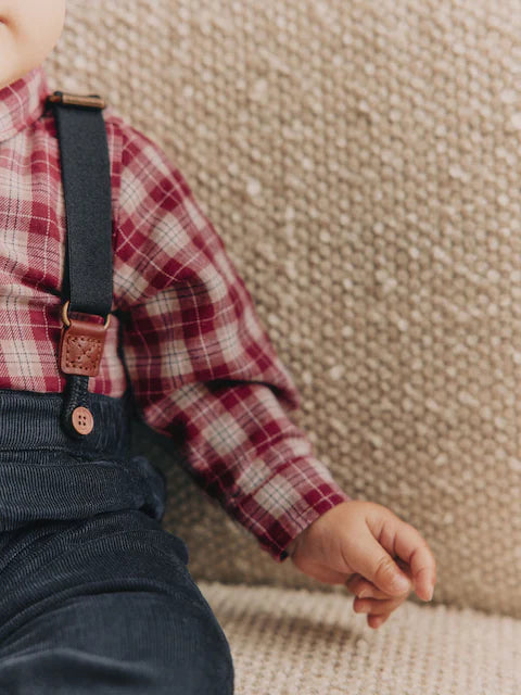 Red Check Baby Shirt Trousers and Braces Set 4 Piece