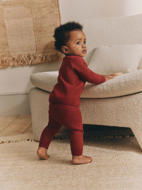 Red Knitted Top and Leggings Baby Set