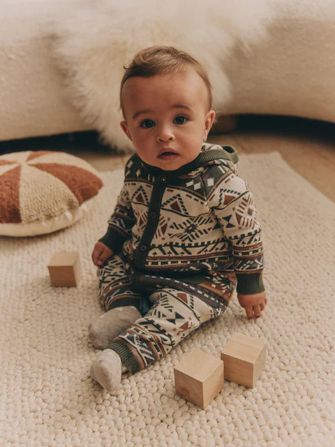 Khaki Green Baby Knitted Hood Romper
