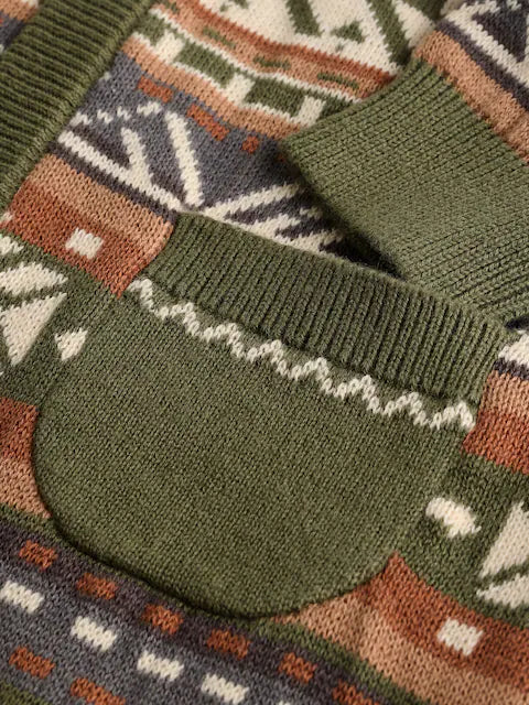 Khaki Green Baby Knitted Hood Romper