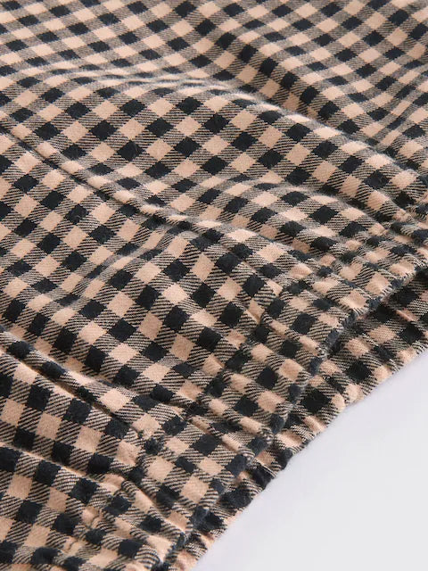 Brown Check Baby 100% Cotton Knitted Jumper and Trousers 3 Piece Set