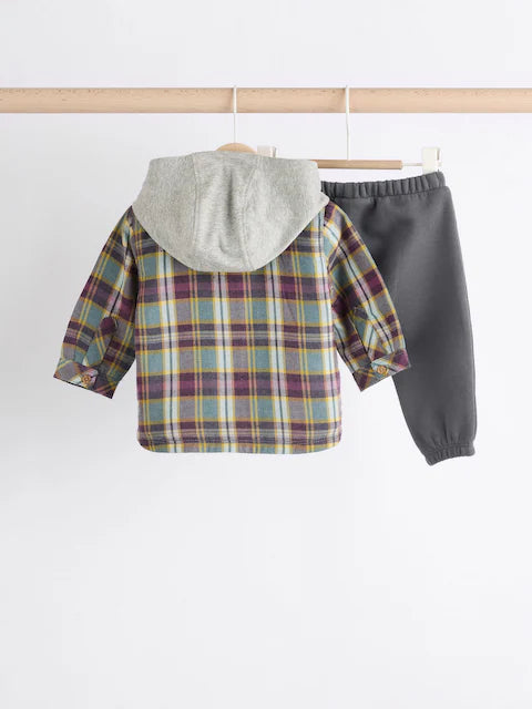 Red/Blue Check Shirt and Joggers 3 Piece Baby Set
