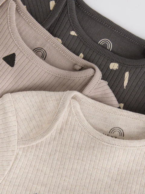 Neutral 3 Pack Baby Rib Bodysuits