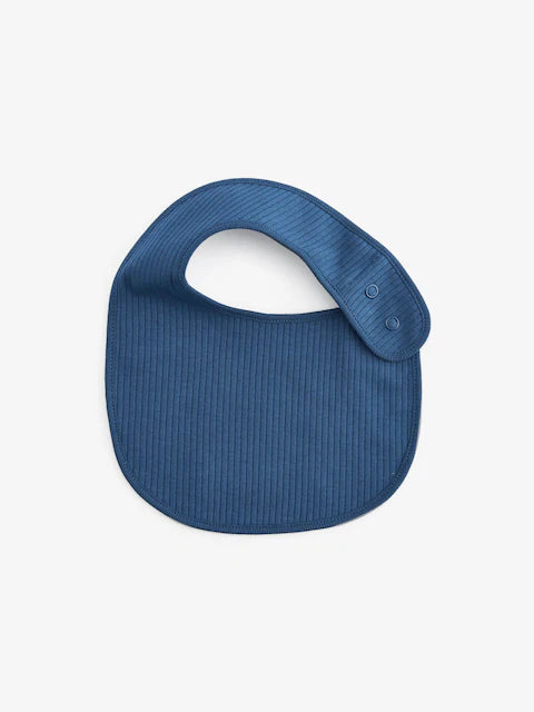 Blue/Cream Baby 100% Cotton Bibs & Caps 3 Pack