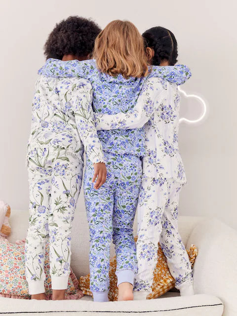 Blue/White Bluebell Floral Snuggle Pyjamas 3 Pack