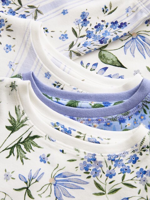Blue/White Bluebell Floral Snuggle Pyjamas 3 Pack