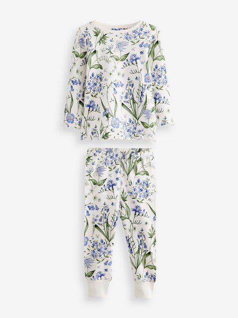 Blue/White Bluebell Floral Snuggle Pyjamas 3 Pack