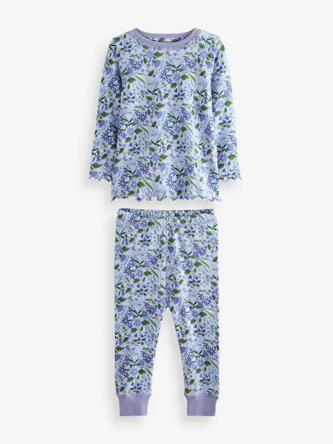 Blue/White Bluebell Floral Snuggle Pyjamas 3 Pack